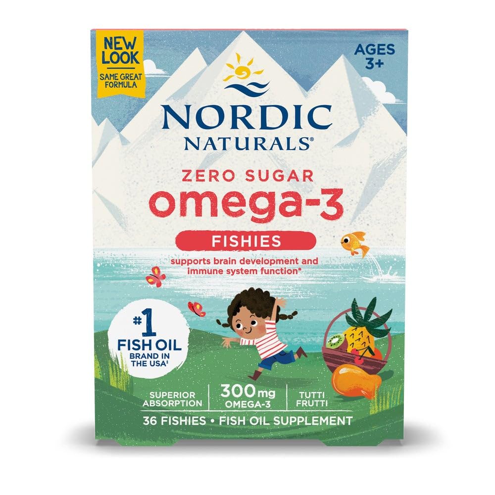 Nordic Naturals Nordic Omega-3 Fishies, Tutti Frutti - 36 Fishies - 300 mg Total Omega-3s com EPA & DHA - Cérebro saudável, humor, visão e sistema imunológico - Não-GMO - 36 Servings