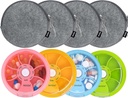 Organizador de comprimidos semanal INVODA 7 compartimentos Caixa de pílulas rotativas para medicamentos diários e vitaminas - Portátil caso de pílulas de viagem Suplementos de óleo de peixe Organizador de vitaminas (4 caixa de pílulas + 4 saco)