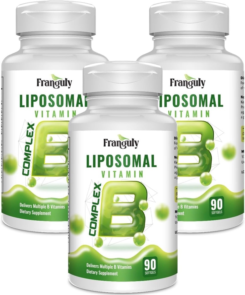 Complexo B ativo vitaminas lipossômicas B com mais Colina Inositol alta potência B complexo B1, B2, B3, B5, B6, Biotina, Folato, B12 Metilcobalamina- Suporta energia e saúde cerebral - 270 Softgels