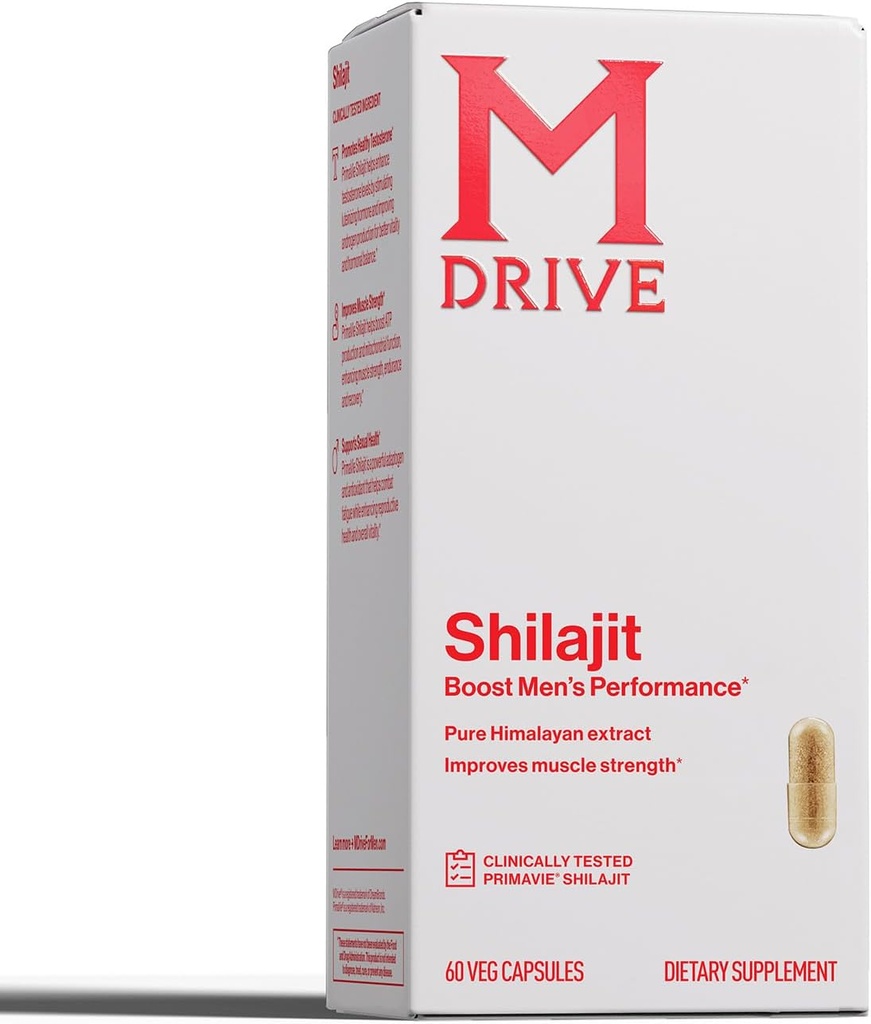 Mdrive Shilajit Cápsulas para Homens □ 30 Servimentos de Alta Pureza PrimaVie Shilajit para Apoio à Energia Boost & Immune, 60 Cápsulas Shilajit