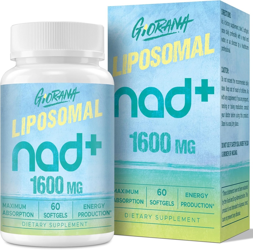 1600 MG Suplemento lipossomal NAD+, NAD+ Suplemento de aumento, Absorção superior, Vitamina B3 para defesa do envelhecimento, longevidade, energia, reparação, não-GMO, 60 Softgels