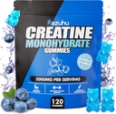 Pre Treino hcl creatina mono-hidratada Gummies, 120 Mastigação azul para homens (Amora azul), creatina hcl Suplemento de energia para mulheres, soro de leite proteína isolate vital fonte goma feminina
