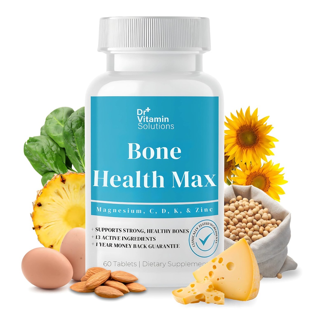DR VITAMIN SOLUÇÕES Saúde óssea Max - Suplemento avançado de cálcio e magnésio com vitamina D3, Bromelaína e Ipriflavona - 60 comprimidos para ossos mais fortes e suporte conjunto