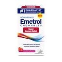 Emetrol Non-Drowsy Nausea Relief - Medicina Mastigável para Estômago Perturbado - Farmácia Recommended Nausea Relief - Mixed Berry Flavor, 60 Comprimidos