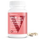 Suplementos de ferro para mulheres homens, Vegan Bisglicinato de ferro 30mg Plus Vitamina C, B12, Ácido Fólico - Comprimidos de ferro para Anemia, Saúde Sangue & Apoio Energético - Gentil, Alta Absorção, Não-GMO - 90 Cápsulas
