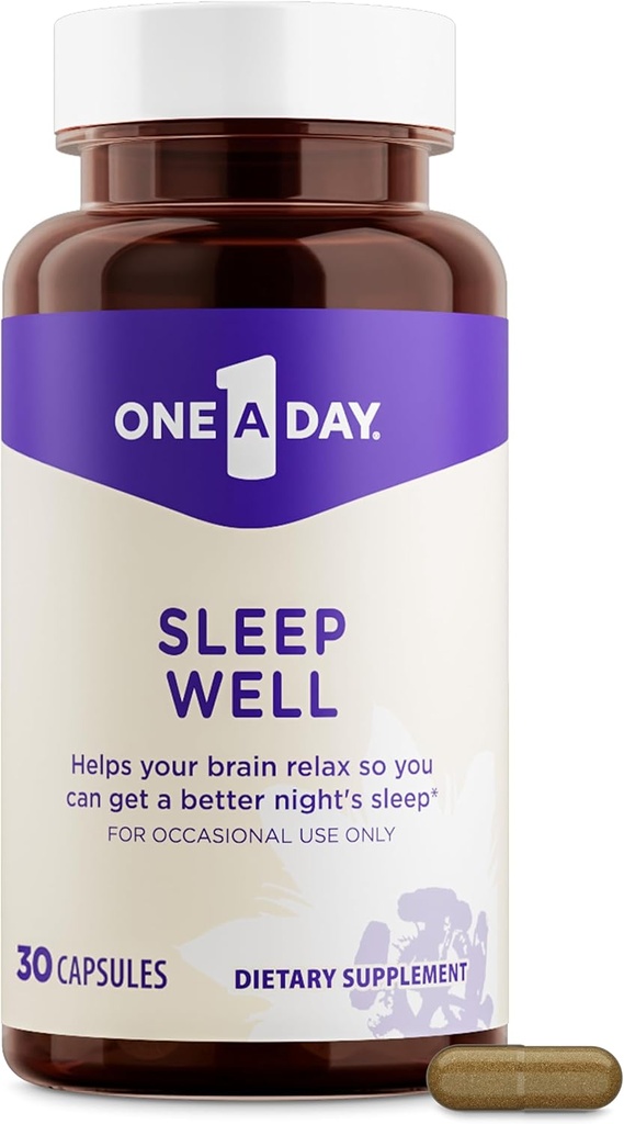 Um suplemento de sono de um dia - Suplementos de sono para adultos, apoio ao sono com passionflower e melatonina, apoio ao sono com sono bem, 30 cápsulas