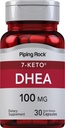 Piping Rock DHEA Supplement for Women and Men 100mg 30 Cápsulas Dehydroepiandrosterona, sem glúten