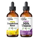 Dente-de-leão selvagem & orgânico Tintura de raiz e leite Tintura de cardo 4 fl oz - Liver Cleanse Detox Suporte - Dente-leão Extrato gotas - Suplemento de cardo de leite - Sem açúcar e álcool