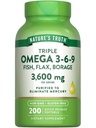 Nature's Truth Triplo Omega 3 6 9 3600mg .. 200 Softgels .. Peixe, linho, e Borage Oils ..