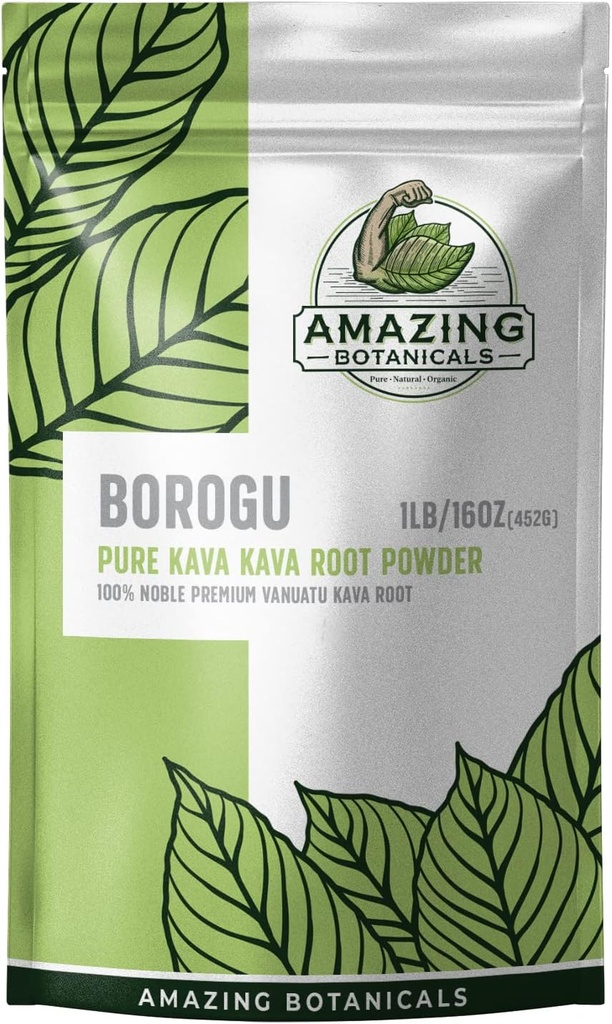 Botanicals surpreendentes Kava Root - Fresh Borogu Kava Root - 100% Noble Kava-Kava 16oz/1lb, 1 saco de libra de Vanuatu Kava Root puro mais fino fresco