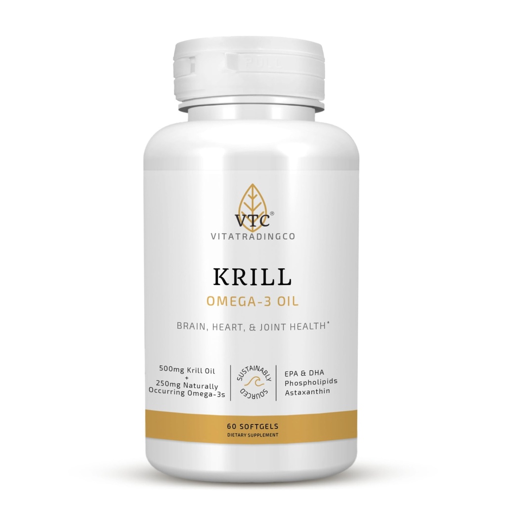 VTC VitaTradingCo. Krill Omega-3 Oil Supplement 100mg Puro Antárctico Netuno Krill Oil (NKO)