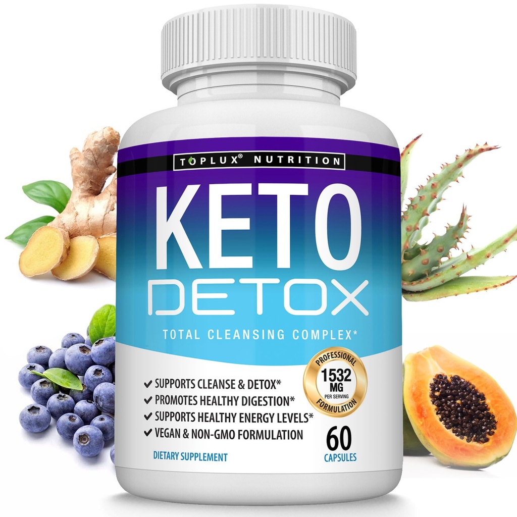 Toplux Keto Detox Pills Extrato de limpeza avançada – 1532 Mg Natural Acai Colon Cleanser Formula, Flush Toxinas & Excesso de Resíduos, para homens Mulheres, 60 Cápsulas, Suplemento