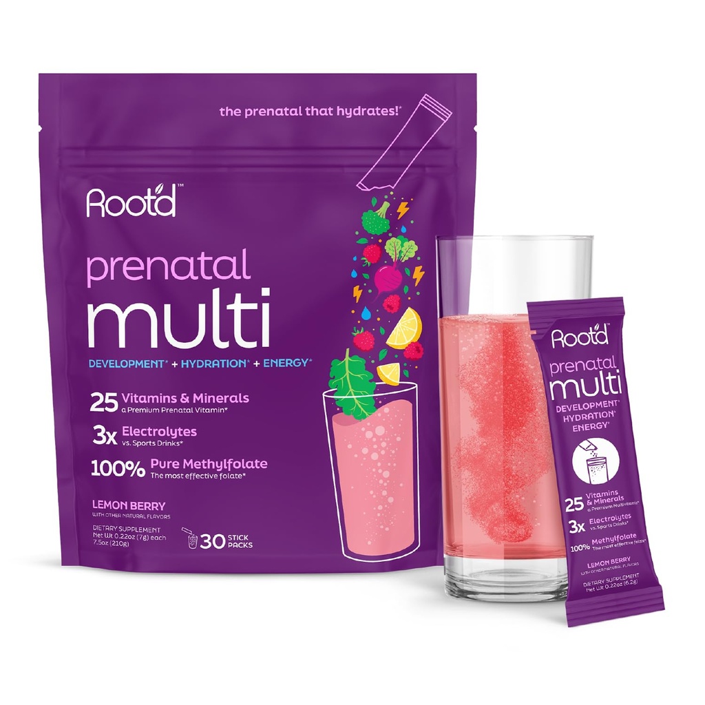 Pó de multivitamina pré-natal - 25 Vitaminas e Minerais com Eletrólitos 3x, Folato, Ferro, D3 para Mãe e Bebê, 7 Superalimentos e Probióticos, Vitaminas sem Açúcar e Hidratação .