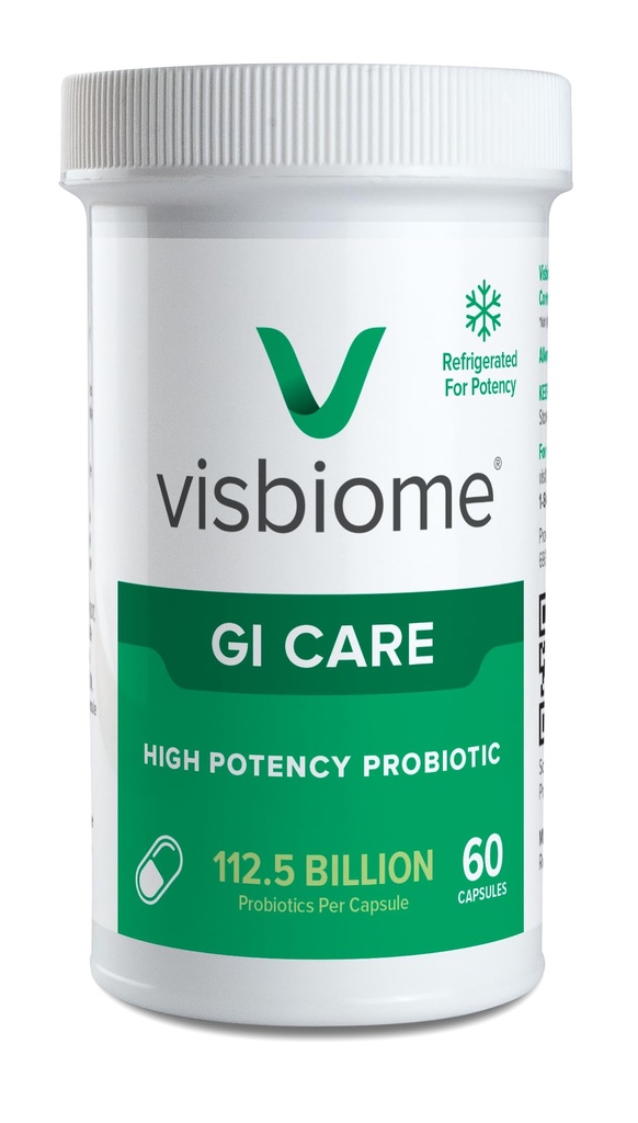 Visbiome® GI Care - Probiótico de alta potência - 112,5 bilhões de CFU Live Probióticos, Formulação Original De Simone, Made in USA, 60 Cápsulas.