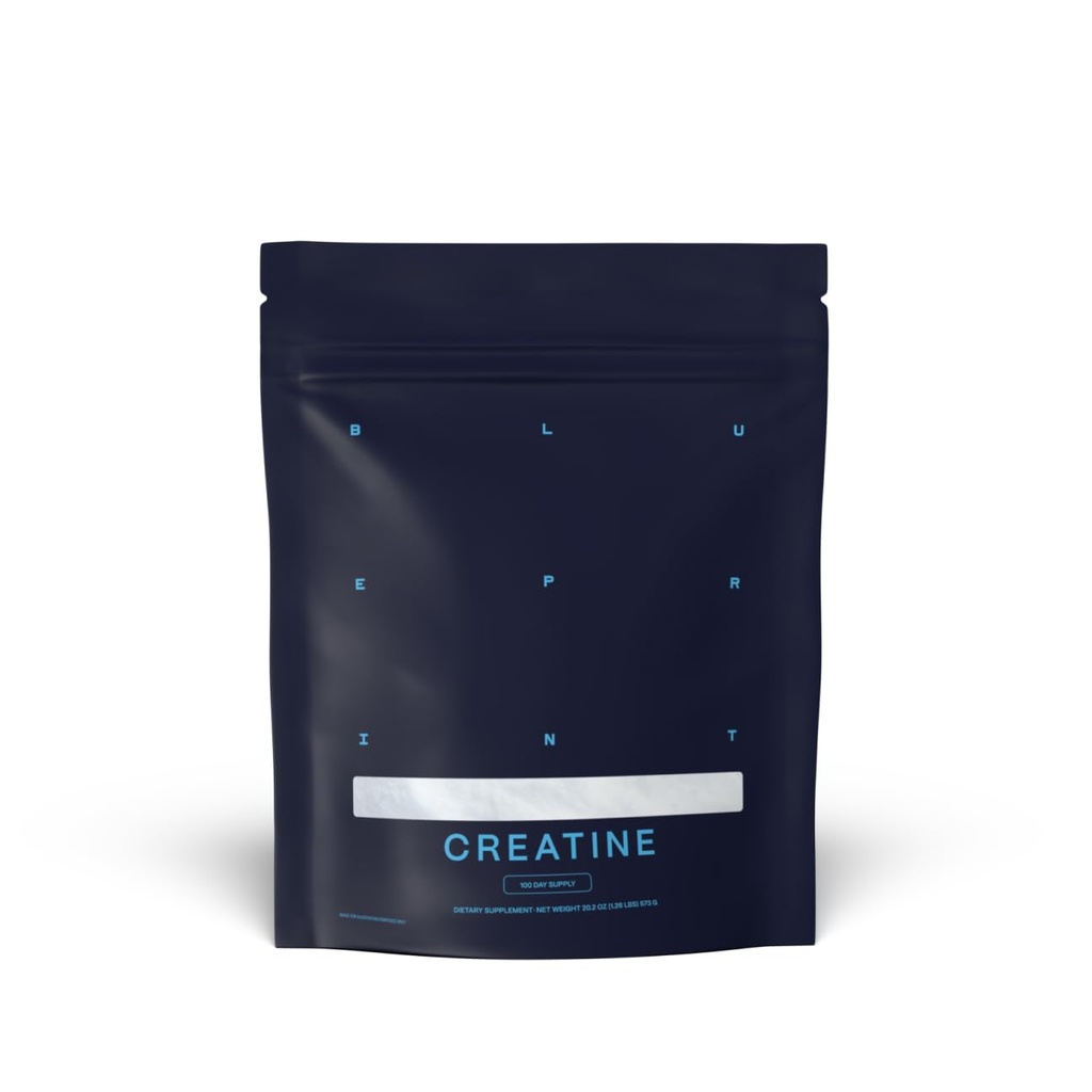Blueprint Bryan Johnson Creatina Mono-hidratado em pó – Aminoácido em pó - Suplemento Suporta Crescimento muscular, Recuperação, Força e Foco – Creatina sem sabor para Mulheres e Homens – 5g Dose – 100 Servings