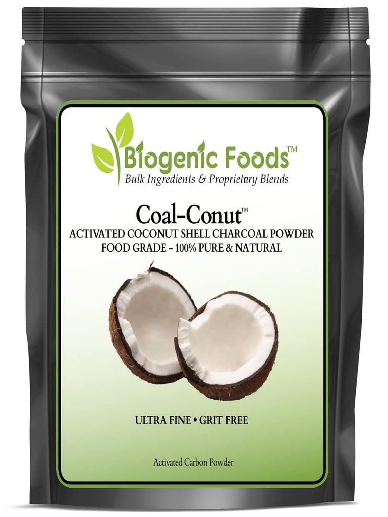 Coal-ConutTM - Concha de coco ativada carvão fino Husk alimento grau pó (Ultra-Fine) - Uso orgânico aprovado