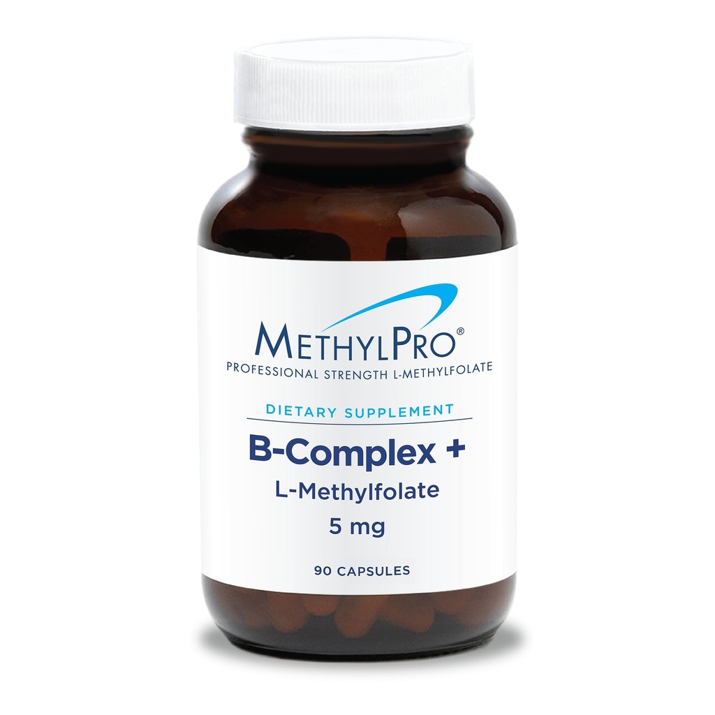 MetilPro B-Complexo + L-Metilfolato 5 mg - Complexo de vitamina B metilada para mulheres e homens, Suporte de Energia Celular com Folato, Niacina e Biotina, Suplemento VIT B - 90 Cápsulas Vegan