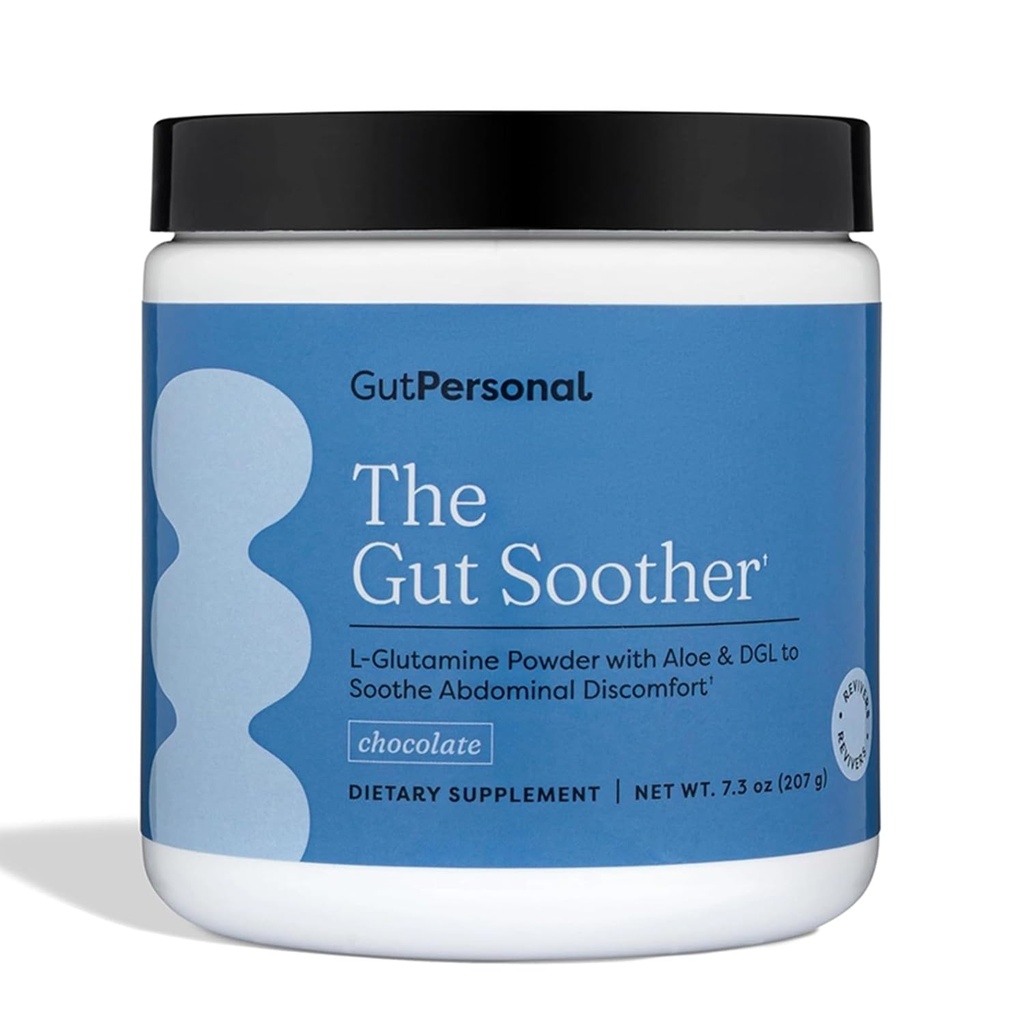 GutPersonal The Gut Soother L-Glutamina Powder Supplement: Restaurar o revestimento do intestino, acalmar o desconforto digestivo enquanto promover a saúde geral do intestino, 30 Servings (chocolate)