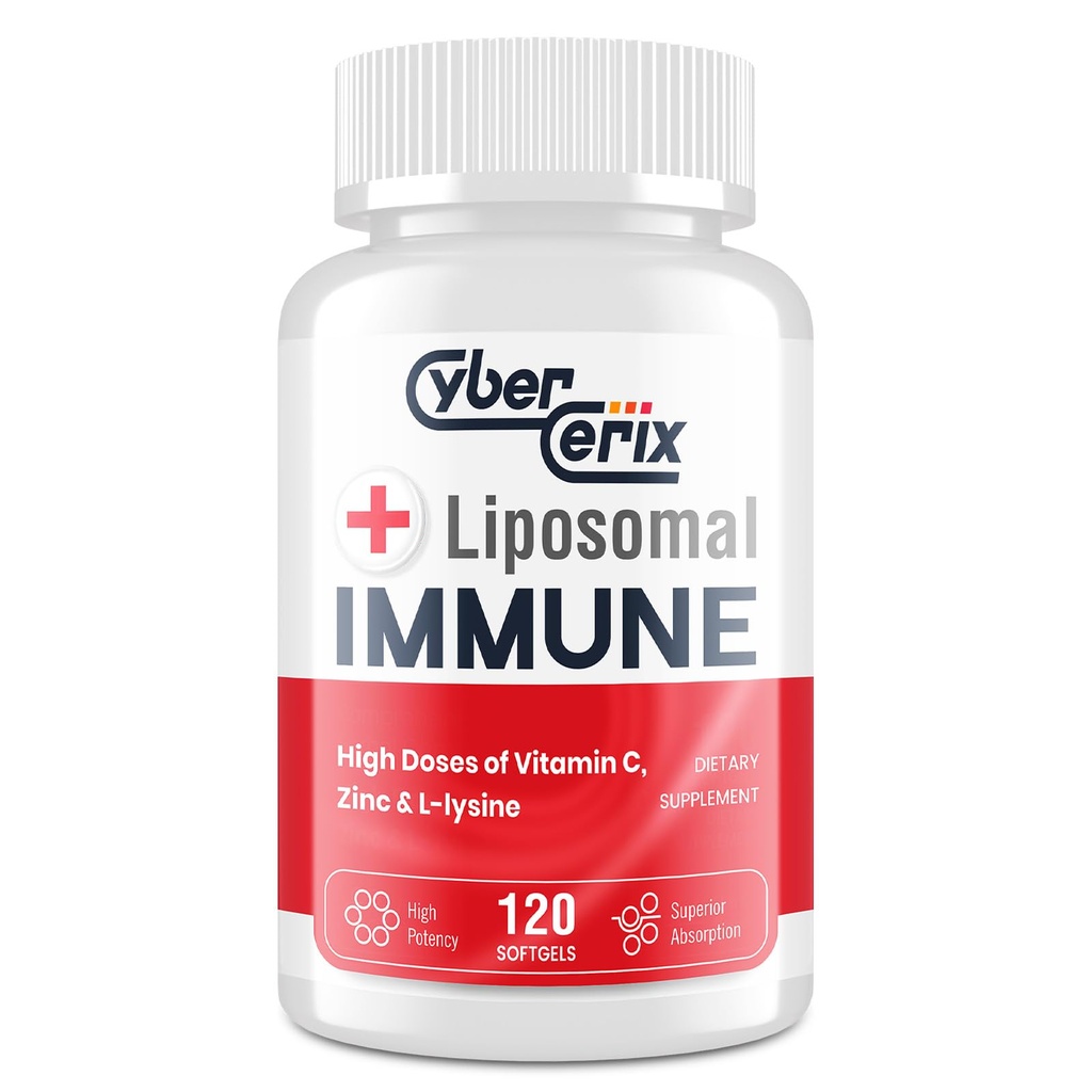 Advanced Liposomal Imune Supplement, Complexo com L-Lysine 1.500mg, Vitaminas, Minerais e Extratos de Ervas, Integral Mistura de Bem-Estar Diário para Homens e Mulheres - 120 Cápsulas