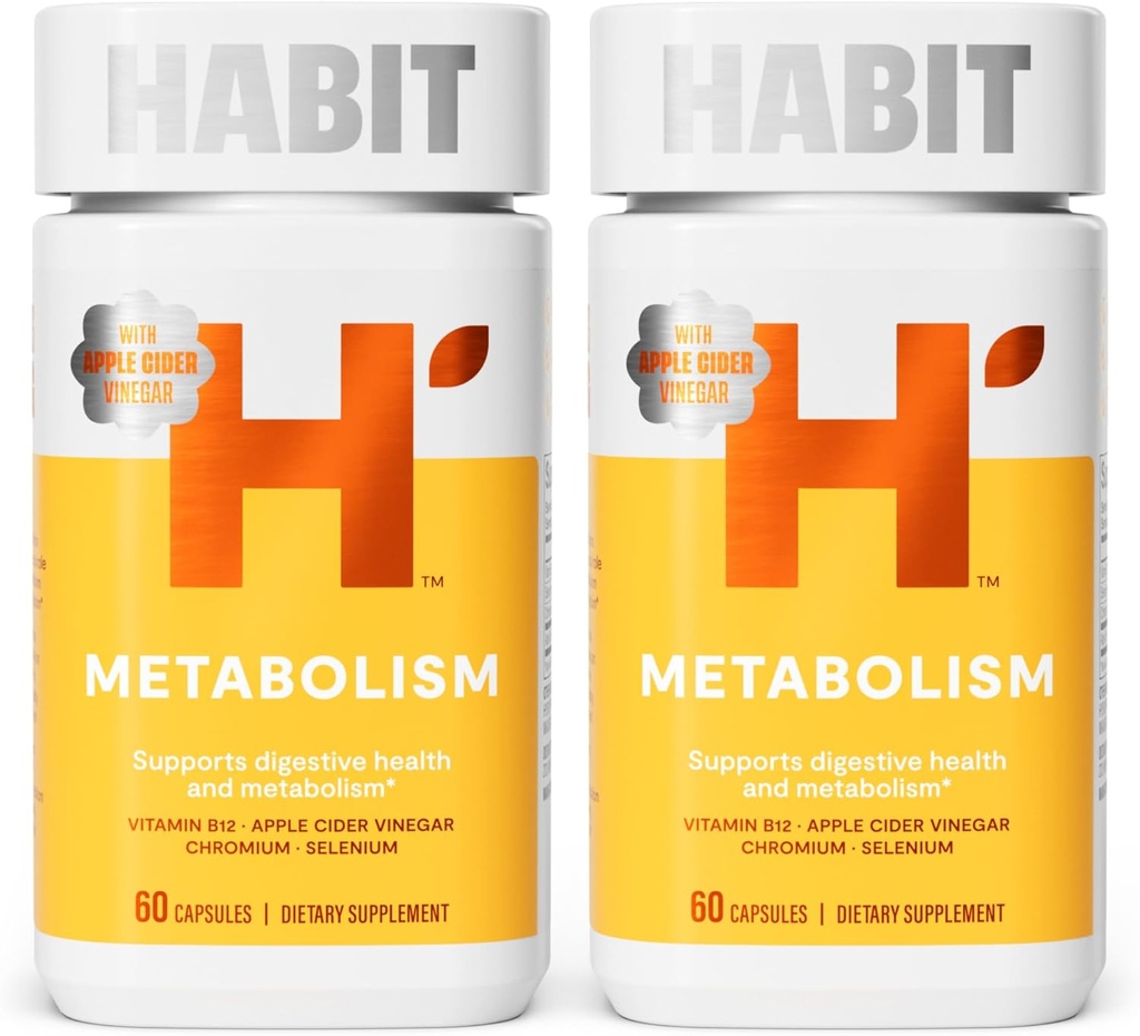 Metabolismo Habit Suplemento 2 Pack (120 Cápsulas) - Suporta Saúde Digestiva & Metabolismo, Vitamina B12, Selênio, Crômio, Apple Cider Vinagre, Vegan, Não-GMO