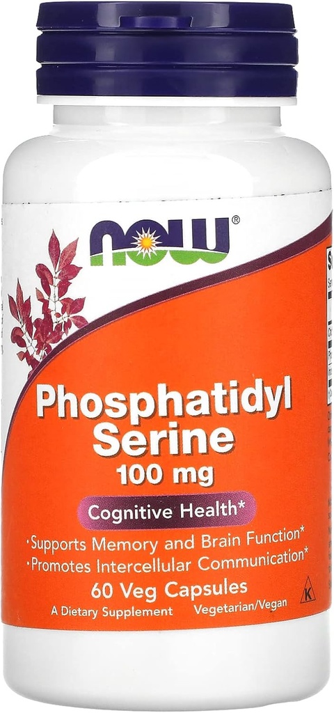 NOW Alimentos Fosfatidyl Serine, 100 mg, 60 Veg Cápsulas