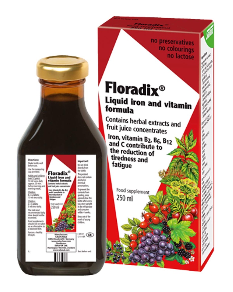 Floradix Floravital Ferro Líquido e Vitamina Fórmula 8.5 fl.oz. - 250 ml. - Feito na Alemanha (3 Embalagem)