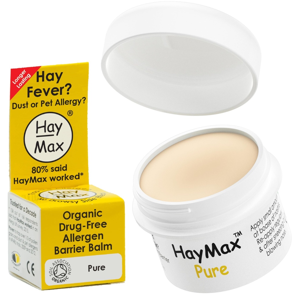 HayMax Allergen Barrier Balm - Puro 0,17 fl oz - Orgânico, Natural & Não-Drowsy Hay Fever & Balm Alergia alívio - Blocos Pólen e outras partículas de alergénio - Ótimo para adultos, crianças e mulheres grávidas