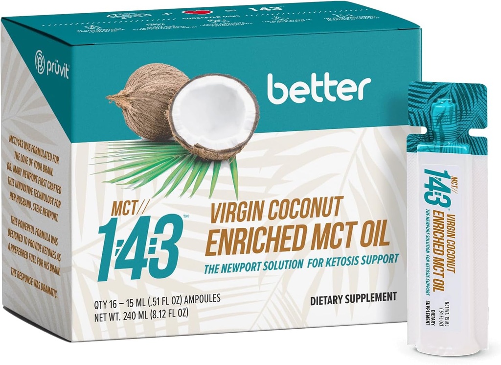 MCT 1:43 Óleo de cocos orgânicos - Combustível ácido gordo para cobertura saudável completa – 8.12 FL OZ