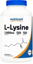 Nutricost L-Lysine 1000mg, 120 comprimidos - Gluten Free, Non-GMO, e Vegetarian Friendly