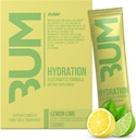 Eletrólitos RAW em pó Hydration Drink Mix Packets, Bum Hydrate (Lemon Lime, 20 Servings) - Eletrolítico Hydration Packets Suporta função muscular e resistência - Keto Eletrólitos Livres Em pó Packets