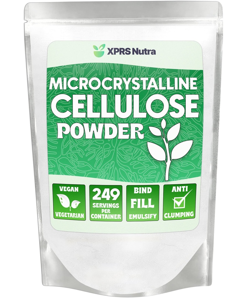 XPRS Nutra Microcristalina Celulose Pó - Odorless Celulose Fibra Pó - 100% Puro em Pó Celulose Suplemento é uma fibra insolúvel para Pill Binder Mix e Celulose Pasta (1.10 libras)