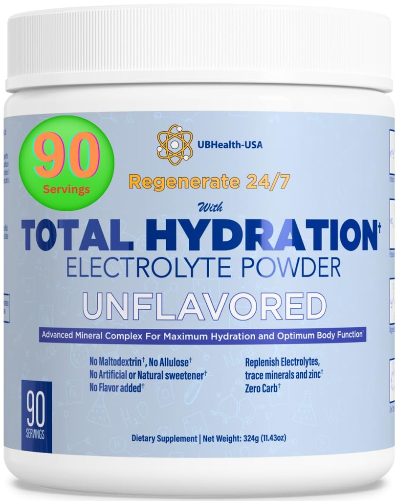 Mistura de reposição de eletrólitos de hidratação total (90 Servings, sem sabor)