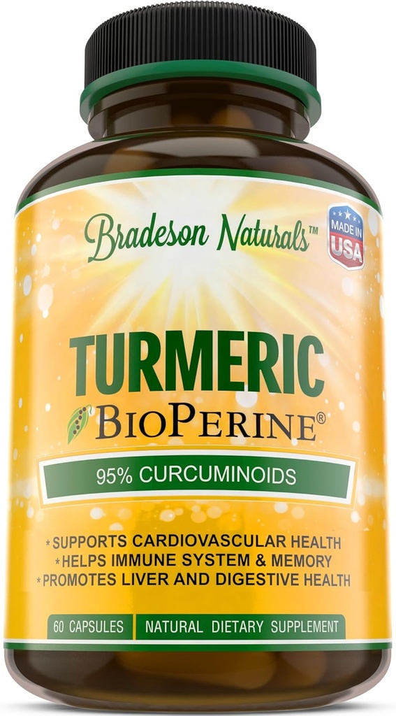 Curcumina Turmérica com BioPerine 1500mg - Suporte Inflamatório Natural e Saudável com Curcuminóides Padrão 95% para Potência e Absorção - 60 Cápsulas com Pimenta Preta