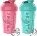 VELOMIX -2 Embalagem- 20 oz Garrafas de Protein Shaker para Misturas de Proteínas - 2x Wire Whisk □ Leak Proof Shaker Cups for Protein Shakes and Pre Treinor