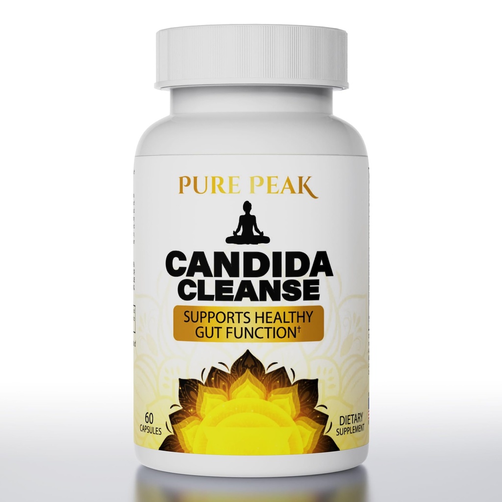 Candida Cleanse - Gut & Colon Support (60 Cápsulas) - para Homens e Mulheres - Ervas naturais para Detox intestinal - Folha de Orégano, Wormwood, Noz preta, Ácido caprílico