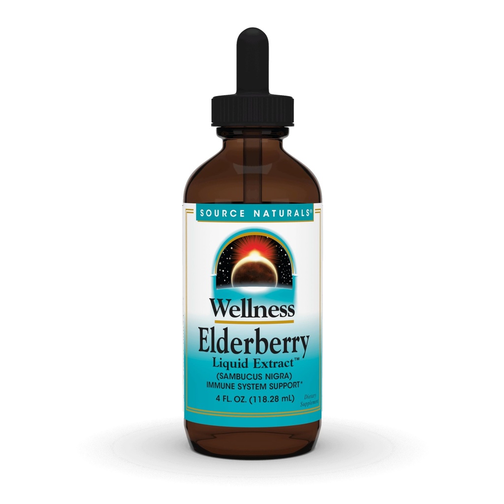 Fonte Naturals Wellness Elderberry Liquid Extract, para suporte do sistema imunológico* - Sambucus nigra - 4 Fluid oz