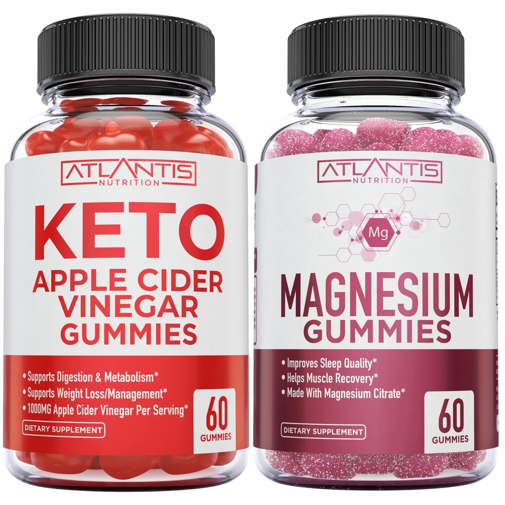 60 pastilhas de vinagre Keto Apple Cider Advanced Weight Loss + 60 pastilhas de magnésio Formadas com 770 MG Citrato de magnésio.