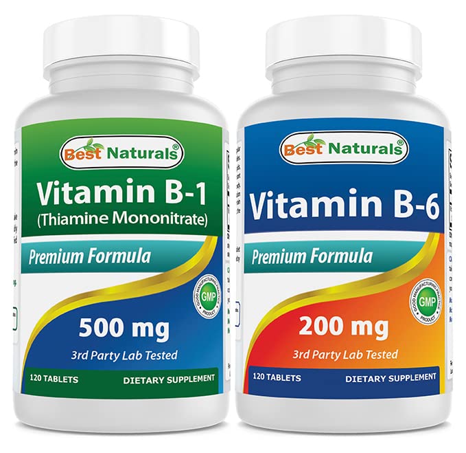 Melhores naturais Vitamina B1 como mononitrato de tiamina 500 mg e vitamina b6 200mg