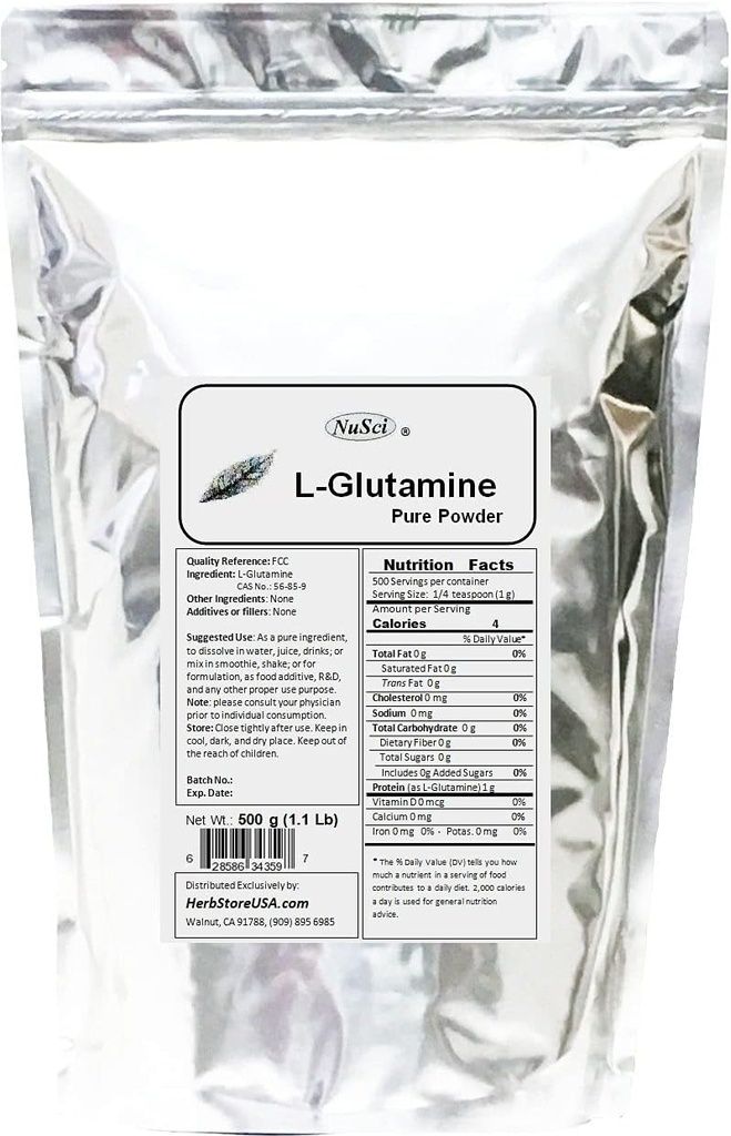 L-Glutamina pó 500g (1,1 lb) grau FCC