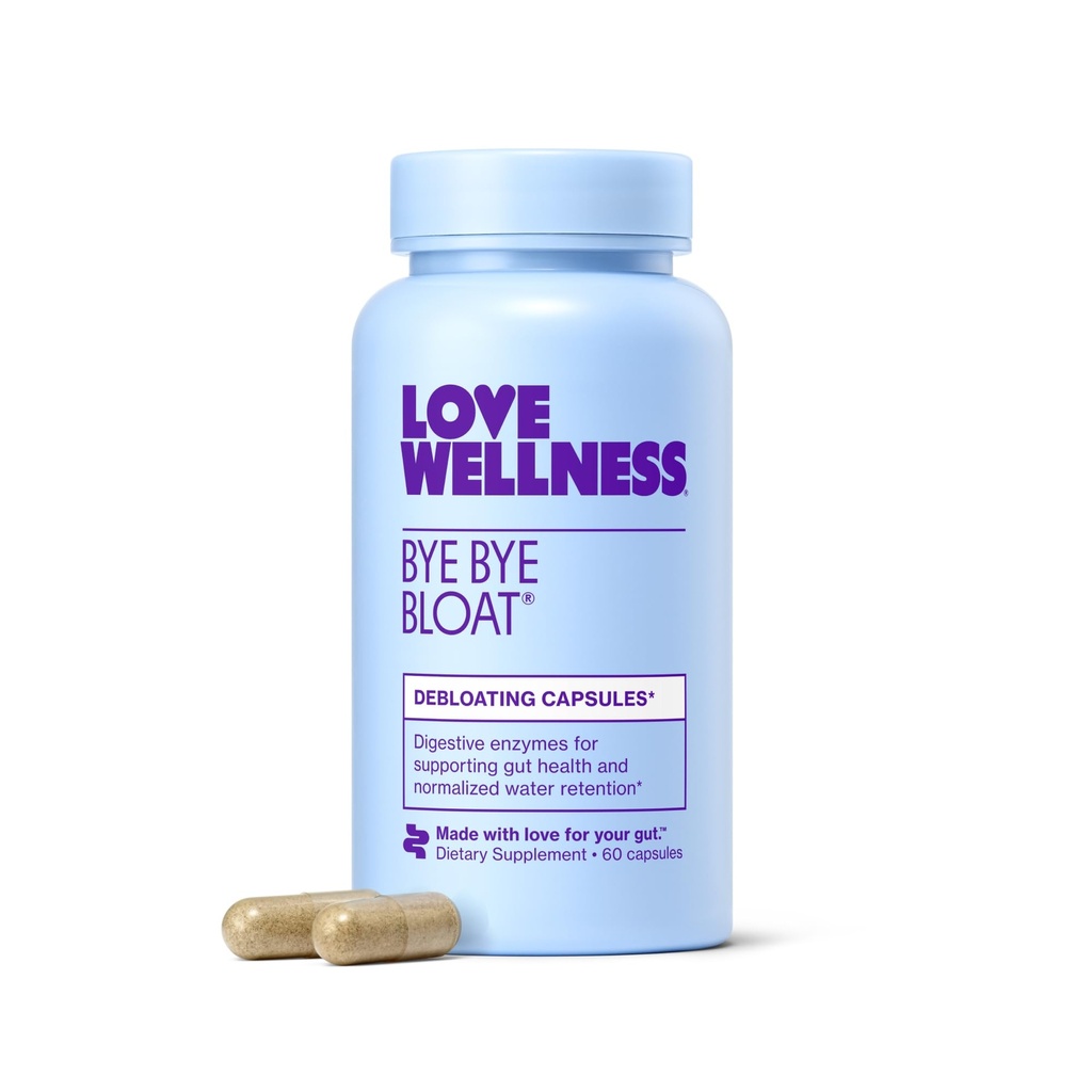 Amor Bem-Estar Bye Bloat □ Enzimas Digestivas para Atuação Rápida Bloating Alívio para as mulheres Ajuda a reduzir a retenção de água e alívio de gás