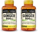MASON NATURAL Herb inteiro Ginger 500 mg, Suplemento Natural de Ervas, 60 Cápsulas (Pacote de 2)