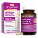 Equilíbrio diário de hormônios Nouri Probiótico para as mulheres Suporta Estrogênio Saudável, PMS, PCOS, Perimenopausa, pH vaginal, Levedo, Gut Saúde, Pele e Imunidade