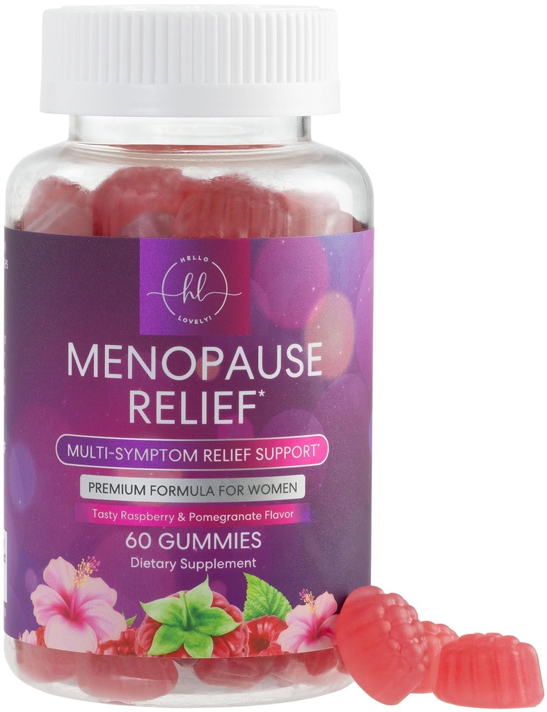 Suplementos de Menopausa para Mulheres - Completo Natural Mild Hot Flashes & Night Sweats Support, Multi Benefit Menopause Relief Gummy, Suporte para o equilíbrio e energia, Gluten-Free & Non-GMO - 60 chicletes