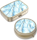 Caixa de comprimidos Caixa de pílulas com espelho Retro Caixa de pílulas pequenas para bolsa ou bolso Caixa de comprimidos de bronze ou vitaminas, óleo de peixe, suplementos, Pill Conteine Travel Gifts(2PCS)