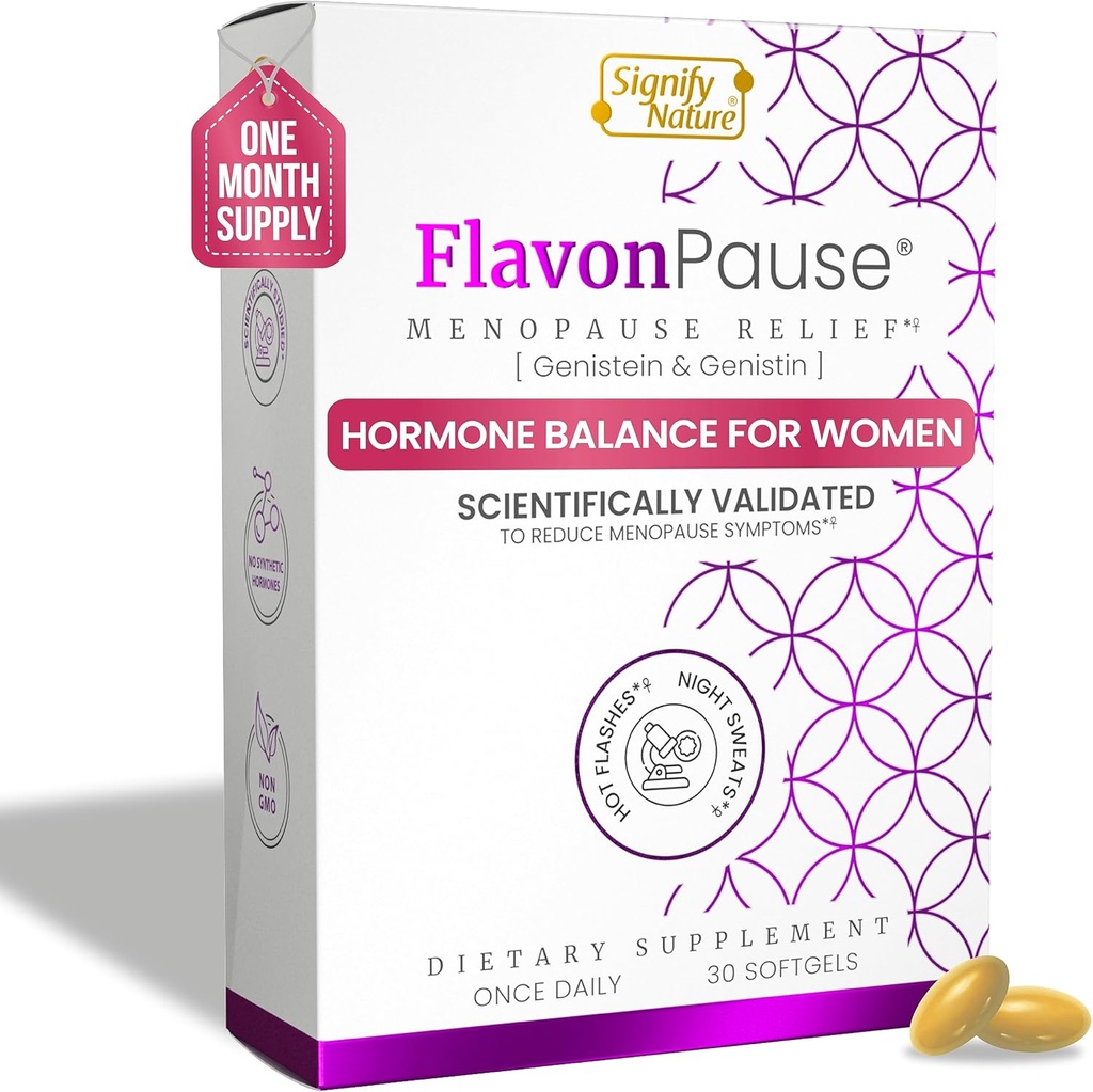 FlavonPause Hot Flashes Relief Menopause – CLÍNICALMENTE testado – Oh Alivio Natural Hot Flash, Aliviação de suores noturnos, Envelhecimento da pele