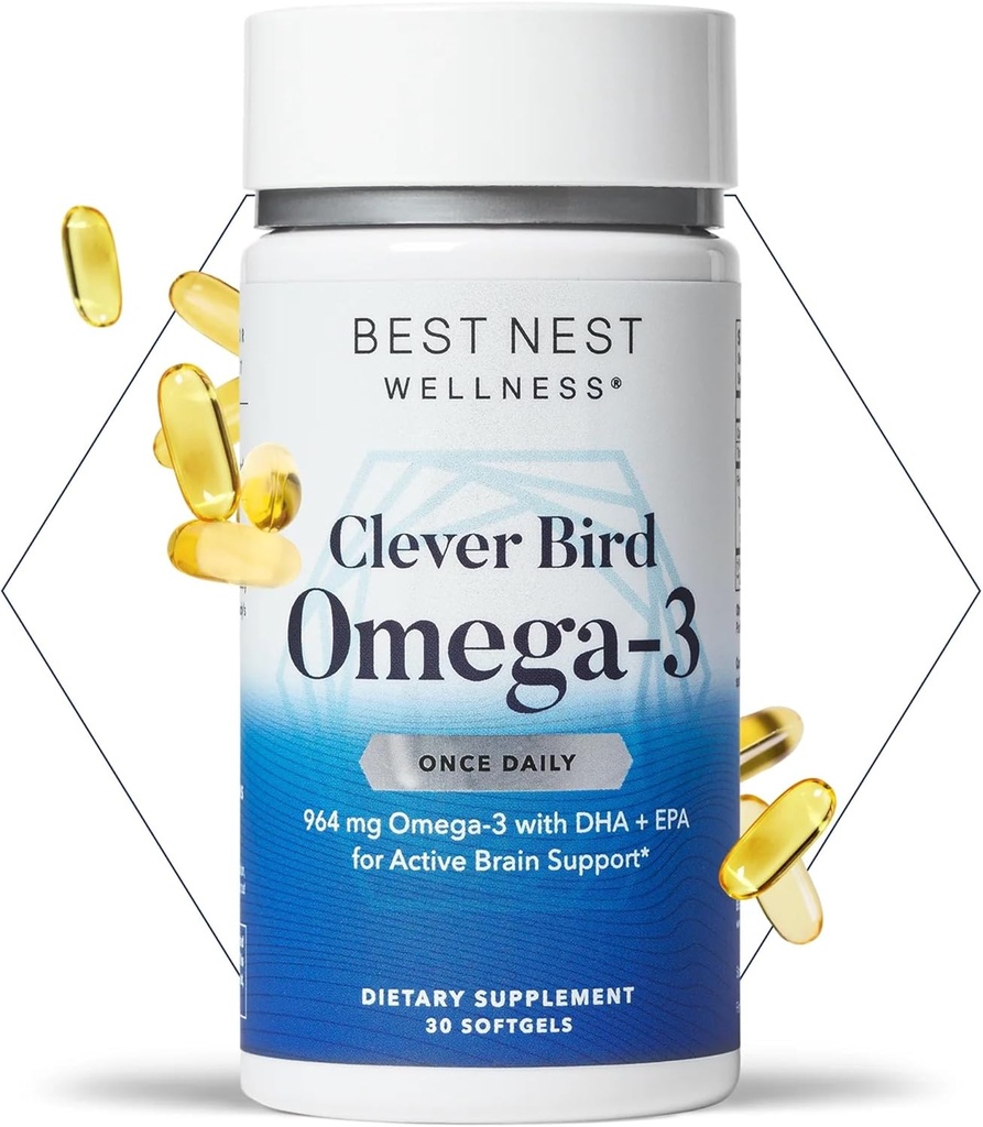 Melhor Nest Wellness Omega-3 Softgels - Suplemento de óleo de peixe Suporta Saúde do Cérebro - Apoio Nutricional para Mães - EPA & DHA Suplemento Aids Saúde do Sistema Imune - 30 Softgels
