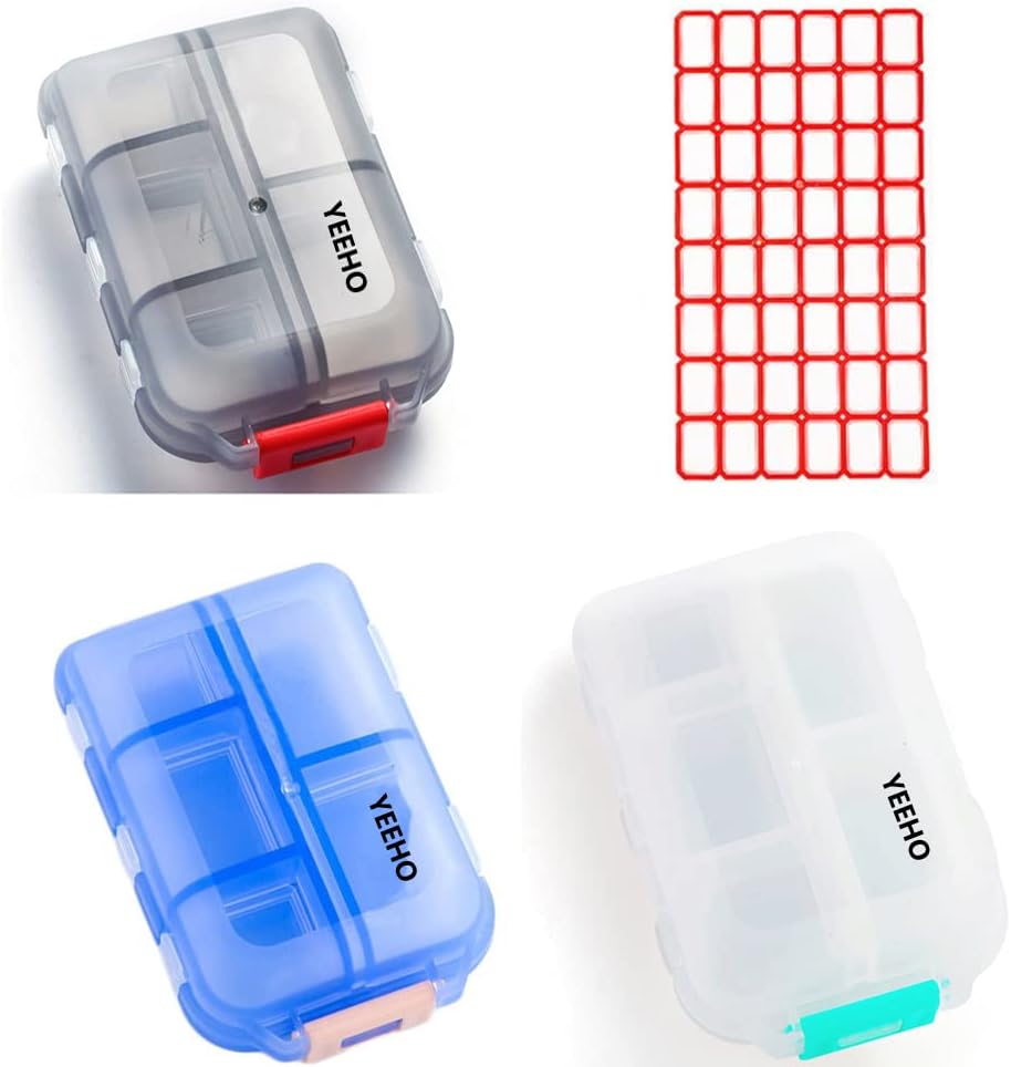 Caixa de comprimidos (3 Pack) - Portátil Pequenos Suplementos Tablet Container Box com 10 Compartimentos - Medicina Cápsula Vitamina Fold Flip Organizer Dispenser Holder Armazenamento para viagem Bolsa de bolso