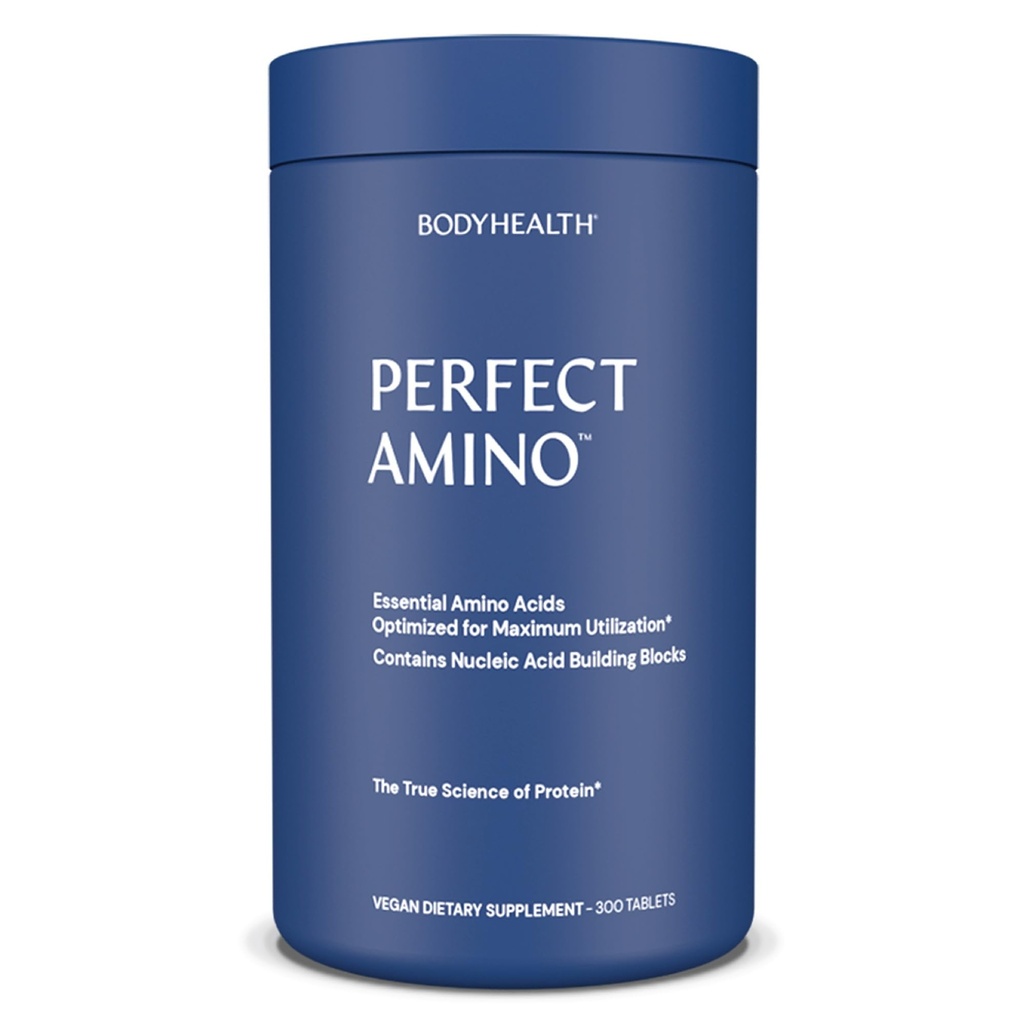 BodyHealth PerfectAmino (300 Tablets) Suplemento de Aminoácido Essencial com BCAA e EAA, Recuperação muscular, Impulsionar energia e resistência, 99% Utilização, Vegan Ranched Cadeia Proteína Pré / Pós-treino