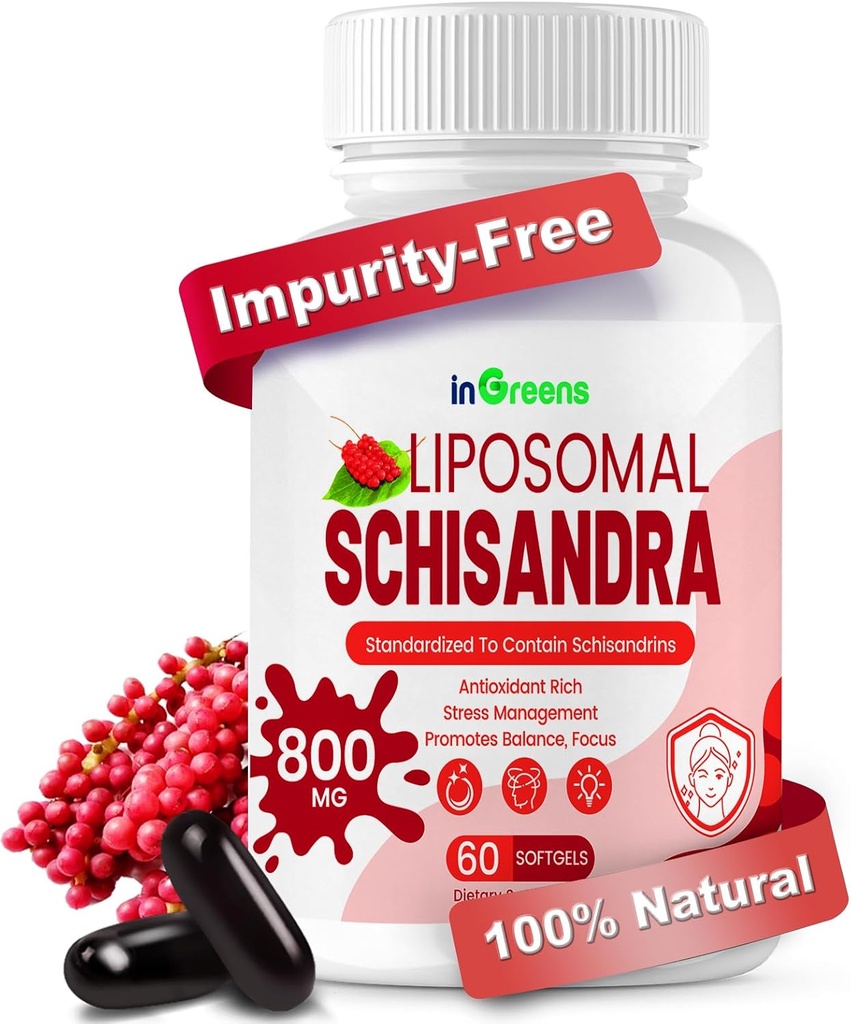 800MG Extrato Orgânico Schisandra, Suplemento Schisandra, Schisandra Berry Softgels para suporte energético, saúde do fígado, proteção antioxidante e bem-estar digestivo - 60 Softgels, Made in USA