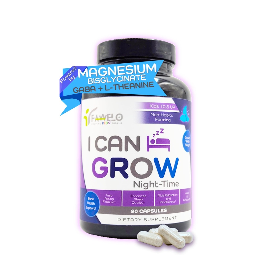 I Can Grow NightTime Kids Vitaminas Multivitamin Sleep Aid - Magnésio para Crianças com Bisglicinato de Magnésio - Natural Calm & Recovery - Vitaminas para Niños con Glicinato de Magnésio